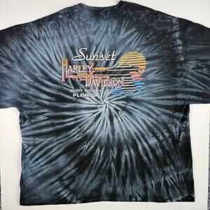 Harley Davidson Tie Dye T Shirt Port Richey Florida Black Gray Men’s XXXL